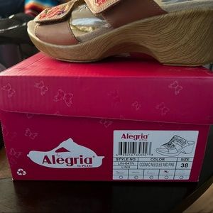 Alegria Tan Multicolor Floral Sandals